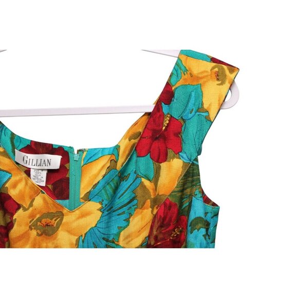 Vintage 80s Gillian Sheath Dress Size 8 Multicolor Floral 100% Silk Tropical - Picture 6 of 12